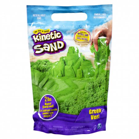 Kinetic Sand , The Original Moldable Sensory Play Sand Toys For Kids, Green, 2 lb. Resealable Bag, Ages 3+