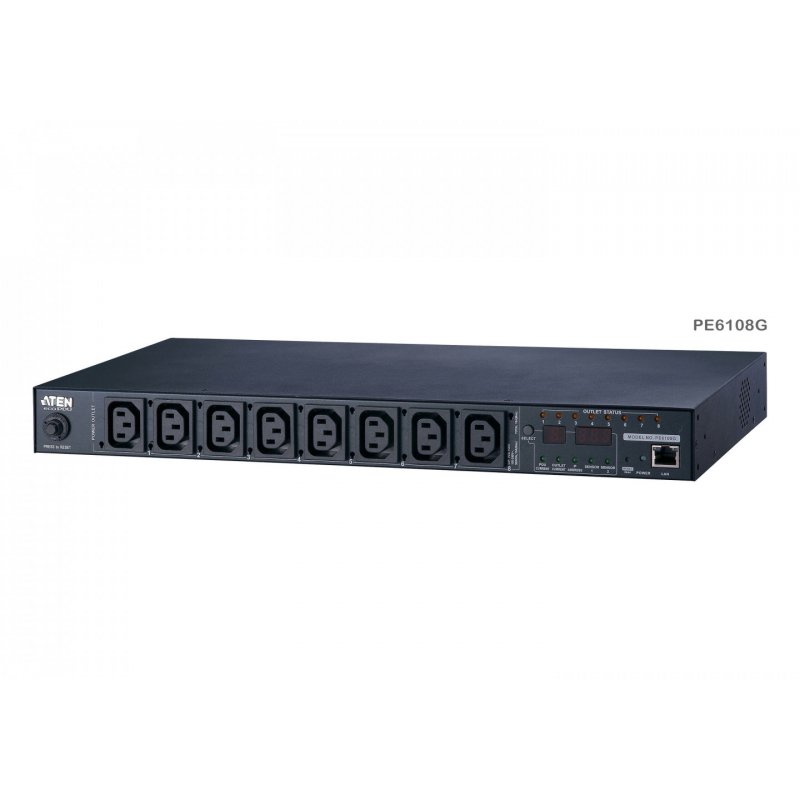 ATEN 8-Port Intelligent 1U ECO Power Distribution Unit (PDU), Metered by bank, Switched by Outlet (8 x C13) 10Amp