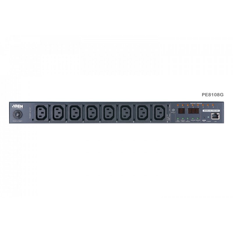ATEN 8-Port Intelligent 1U ECO Power Distribution Unit (PDU), Metered & Switched by Outlet (8 x C13) 10Amp