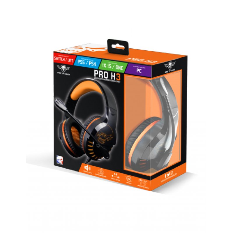 Spirit of Gamer PRO-H3 Headset Wired Head-band Gaming Black, Orange
