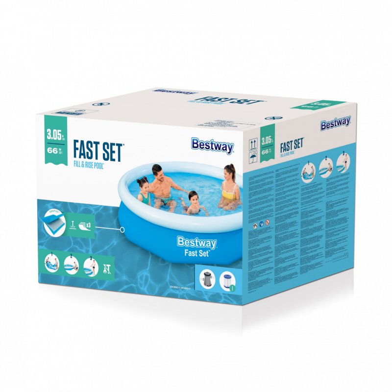 Bestway Fast Set Round Inflatable Pool Set 3.05 m x 66 cm