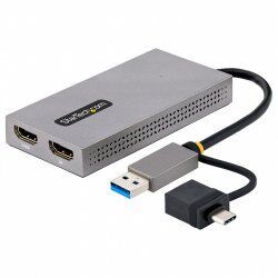 StarTech.com Adaptateur USB vers Double HDMI - USB A/C vers 2 Écrans HDMI (1x 4K30Hz, 1x 1080p) - Dongle Intégré USB-