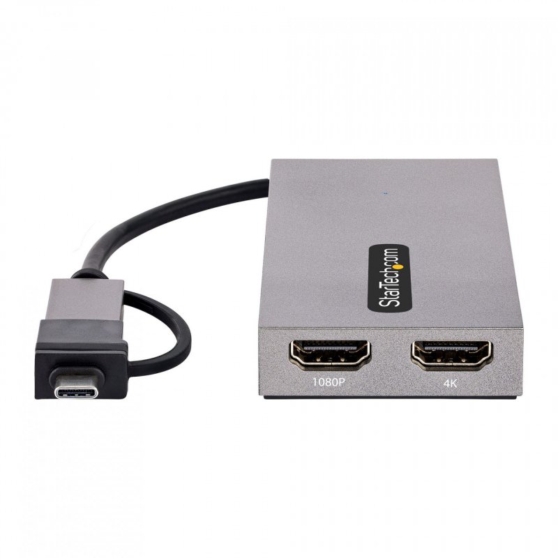 StarTech.com Adaptateur USB vers Double HDMI - USB A/C vers 2 Écrans HDMI (1x 4K30Hz, 1x 1080p) - Dongle Intégré USB-