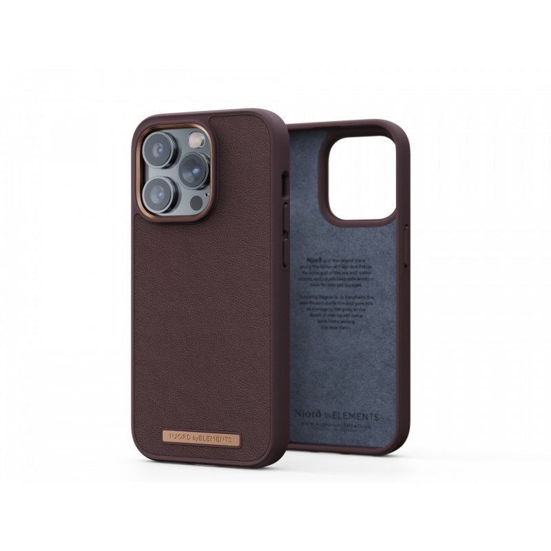Njord byELEMENTS Genuine Leather Case for Apple iPhone 14 Pro, Brown
