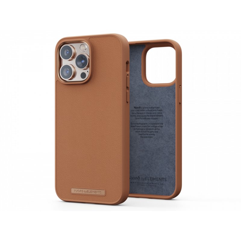 Njord byELEMENTS Genuine Leather Case for Apple iPhone 14 Pro Max, Cognac