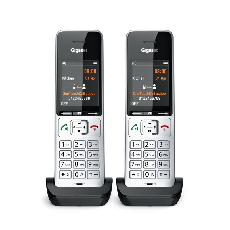 Gigaset COMFORT 500HX duo Analog/DECT telephone Caller ID Black, Silver