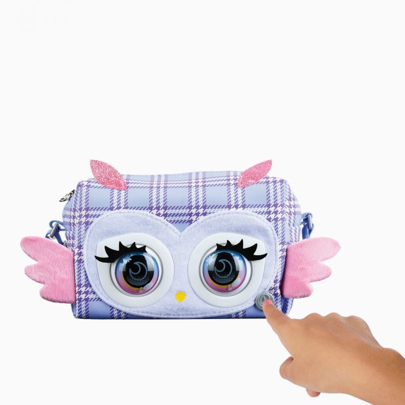 Purse Pets PRINT PERFECT - CHOUETTE - COMPAGNON INTERACTIF FORMAT SAC A MAIN - Chouette Animal Interactif Motif Ecossais