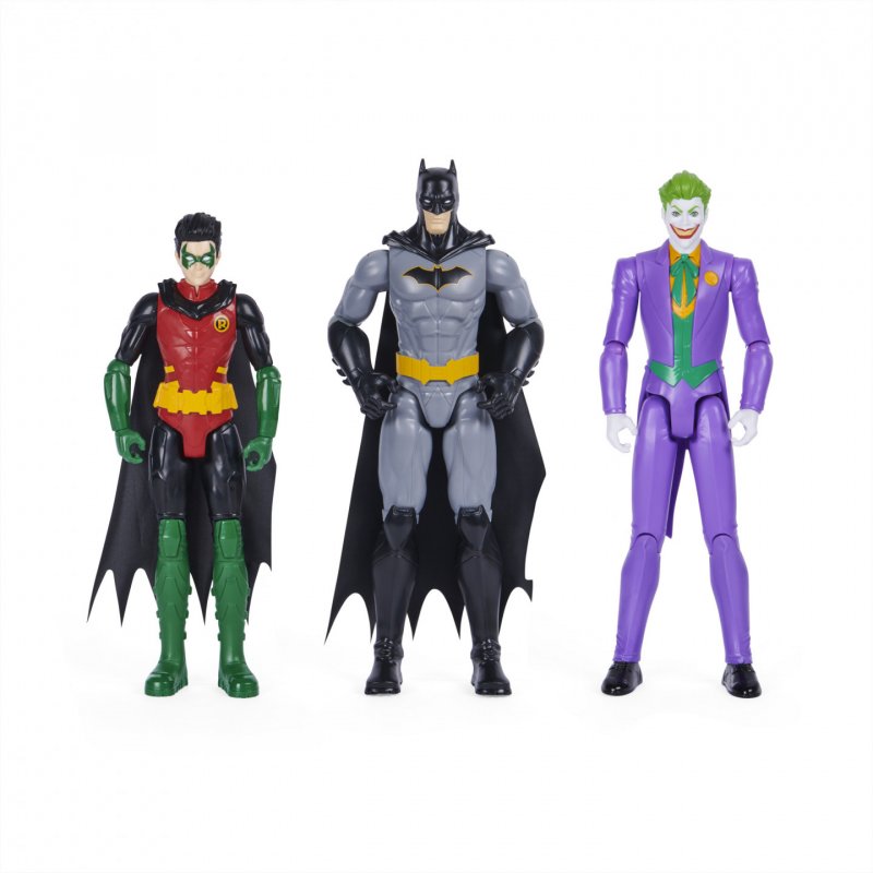 DC Comics BATMAN - PACK 3 FIGURINES 30 CM BATMAN/ROBIN/LE JOKER - - Figurines Batman Robin Le Joker Articulées De 30 cm