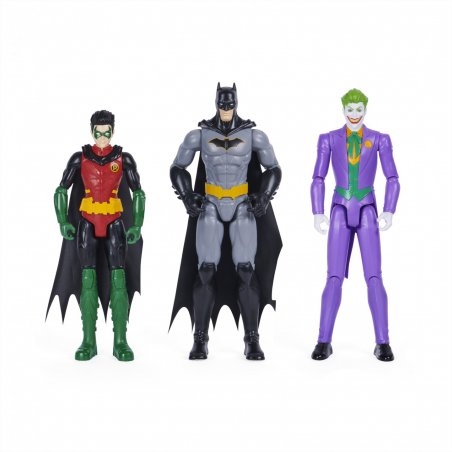 DC Comics BATMAN - PACK 3 FIGURINES 30 CM BATMAN/ROBIN/LE JOKER - - Figurines Batman Robin Le Joker Articulées De 30 cm