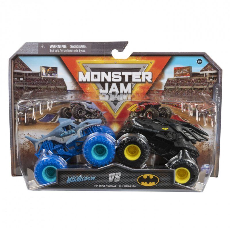 Monster Jam , Official Batman Vs. Megalodon Die-Cast Monster Trucks, 1:64 Scale, Kids Toys for Boys Ages 3 and up