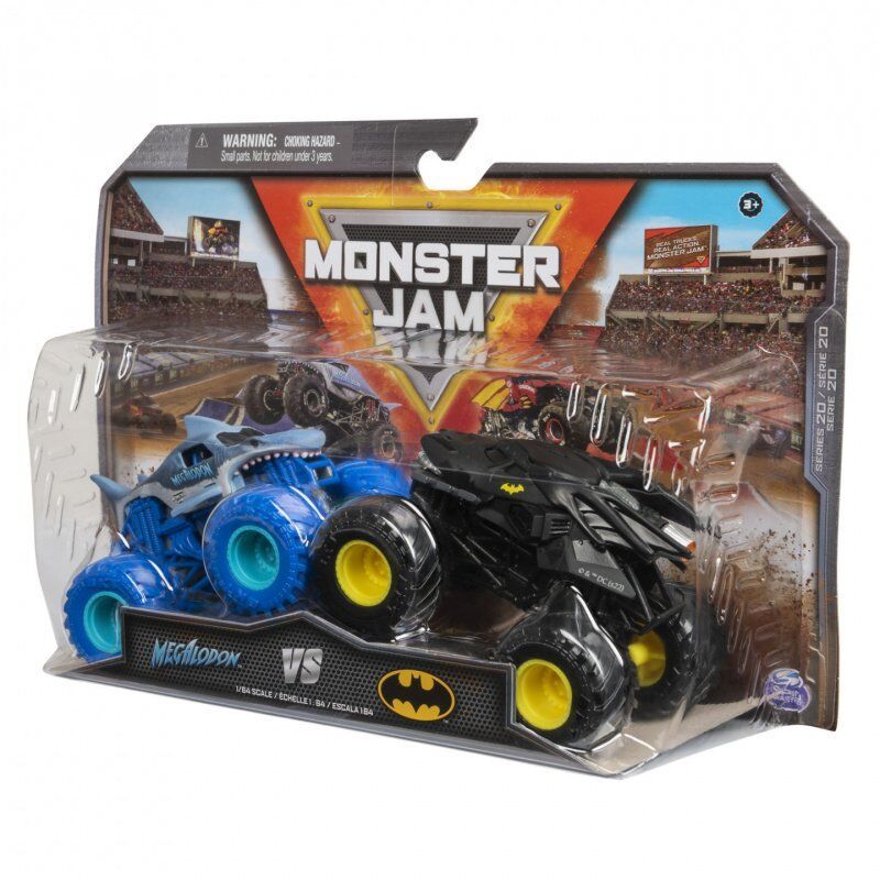 Monster Jam , Monster trucks officiels en métal moulé Batman Vs. Megalodon Die-Cast, échelle 1:64, jouets pour garço