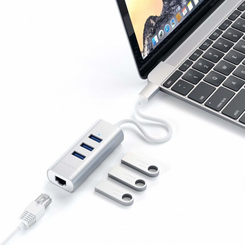 Satechi ST-TC2N1USB31AS station d'accueil USB 3.2 Gen 1 (3.1 Gen 1) Type-C Argent