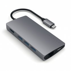 Satechi Multi-Port Adapter V2 Dock st. USB 3.2 Gen 1 (3.1 Gen 1) Type-C Gris