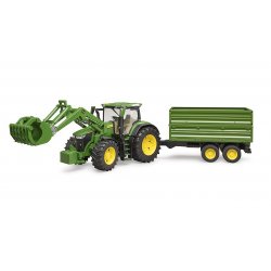 BRUDER John Deere 7R 350 with frontloader and tandemaxle tipping trailer