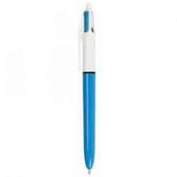Stylo à bille Bic 4 couleurs pointe moyenne (Blanc/Bleu)