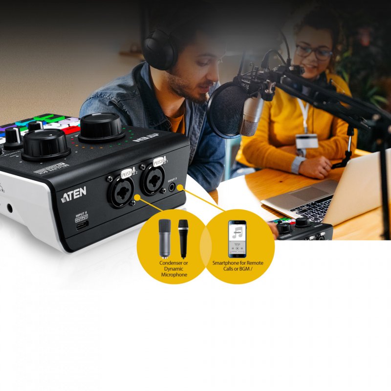 ATEN UC8000 Podcast AI Audio Mixer MicLIVE 6-CH