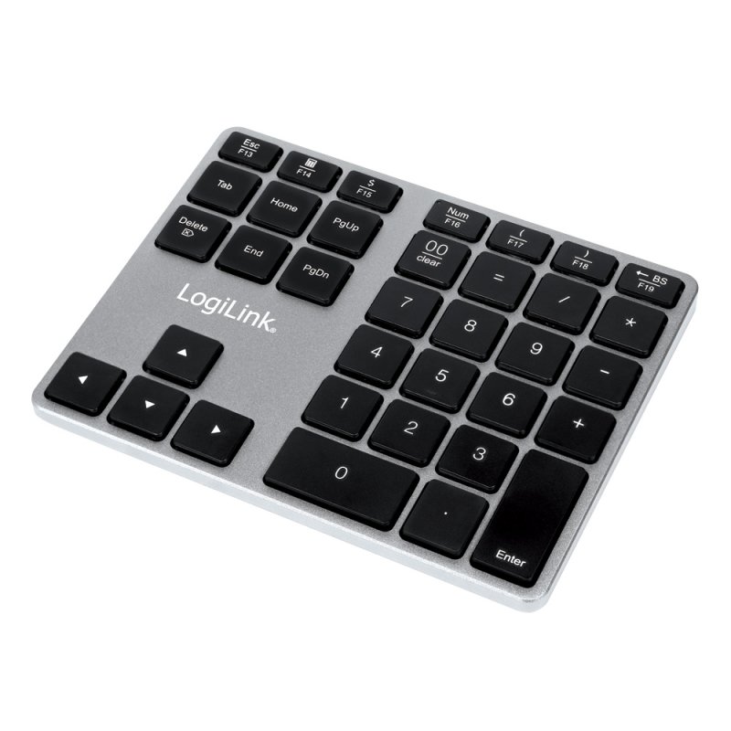 LogiLink ID0187 clavier numérique Universel Bluetooth Aluminium, Noir