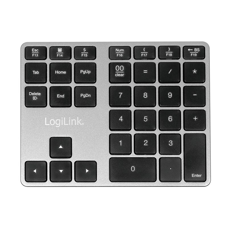 LogiLink ID0187 clavier numérique Universel Bluetooth Aluminium, Noir