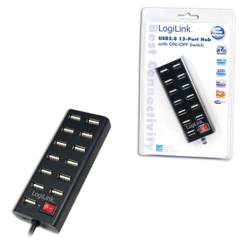 LogiLink UA0126 interface hub 480 Mbit/s Black