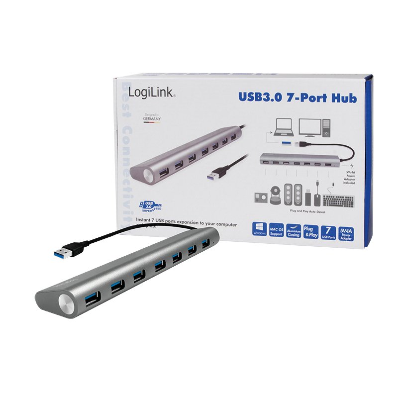 USB Hub Logilink USB 3.0 7-port Aluminum Grey