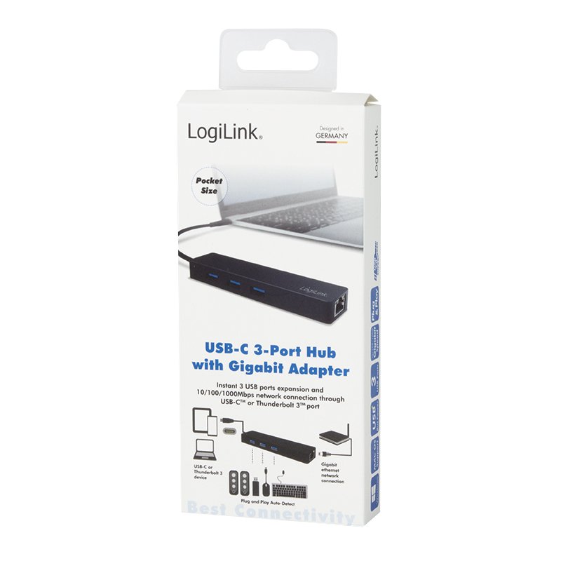 LogiLink UA0313 station d'accueil USB 3.2 Gen 1 (3.1 Gen 1) Type-C Noir