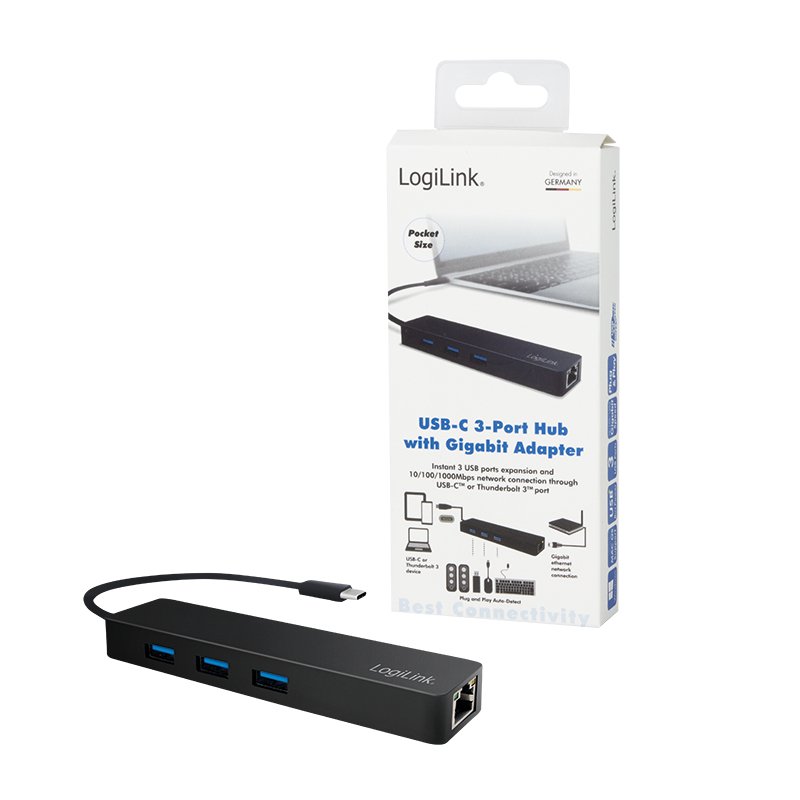 LogiLink UA0313 station d'accueil USB 3.2 Gen 1 (3.1 Gen 1) Type-C Noir