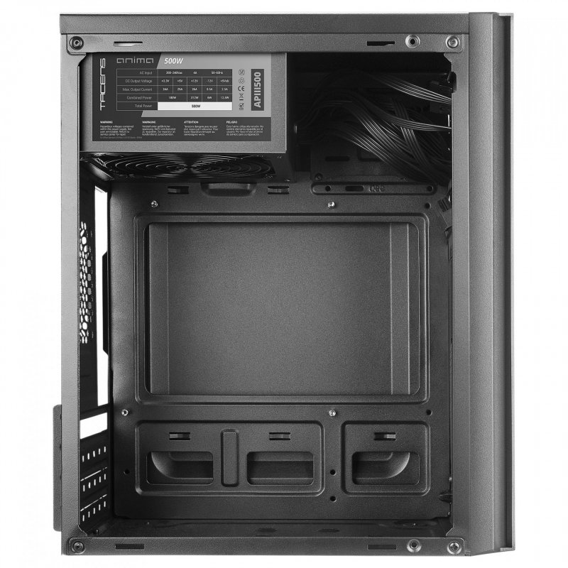Boitier Mini Tour Micro ATX Anima AC6500 avec alimentation 500W (Noir)
