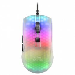 Mars Gaming MMRW White RGB Chroma Gaming Mouse Ultra-lightweight Translucent Frame 58g 12800 DPI HUANO Mechanical Switch