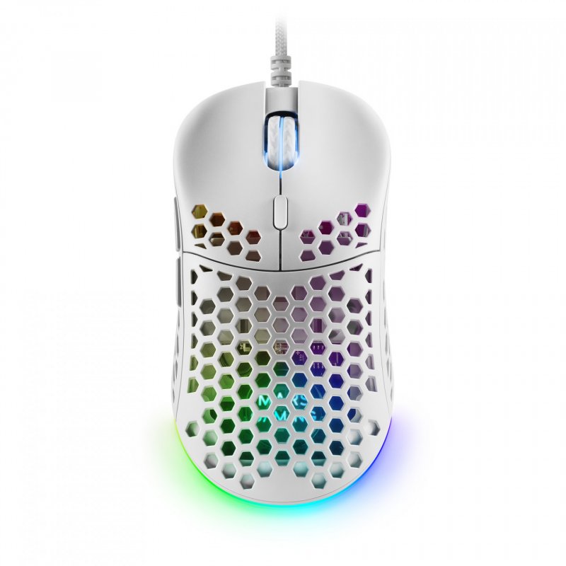 Mars Gaming MM55W White RGB Chroma Gaming Mouse Ultra-lightweight 55g 12800 DPI HUANO Mechanical Switches