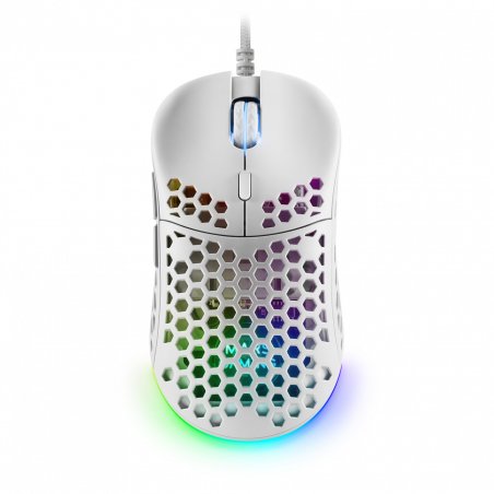 Mars Gaming MM55W White RGB Chroma Gaming Mouse Ultra-lightweight 55g 12800 DPI HUANO Mechanical Switches