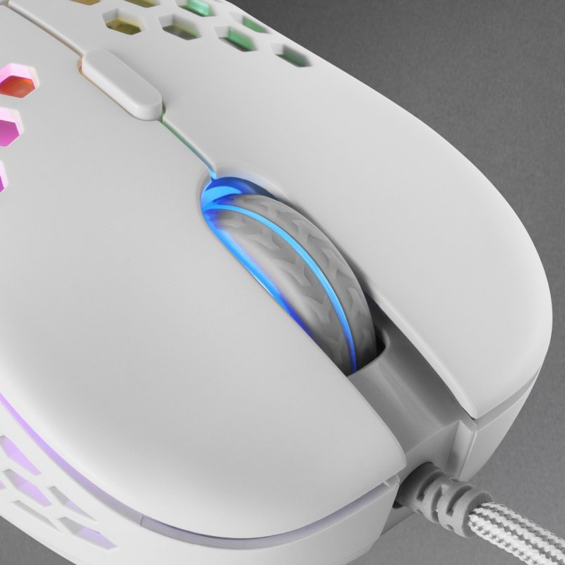 Mars Gaming MM55W White RGB Chroma Gaming Mouse Ultra-lightweight 55g 12800 DPI HUANO Mechanical Switches