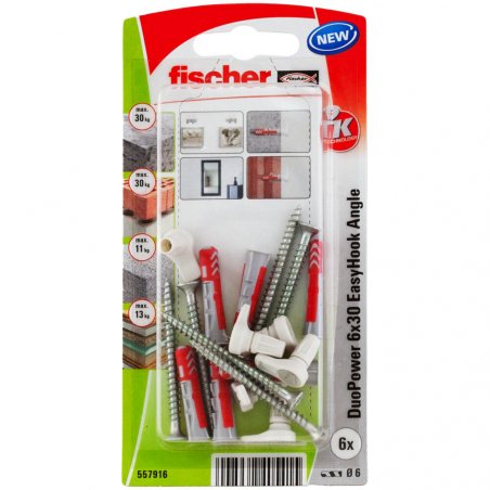 Fischer 557916 ancrage à vis et cheville murale 6 pièce(s) Kit de fiches murales et vis 30 mm