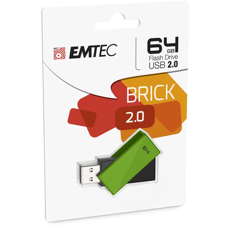 Clé USB 2.0 Emtec C350 Brick 2.0 - 64Go (Vert)