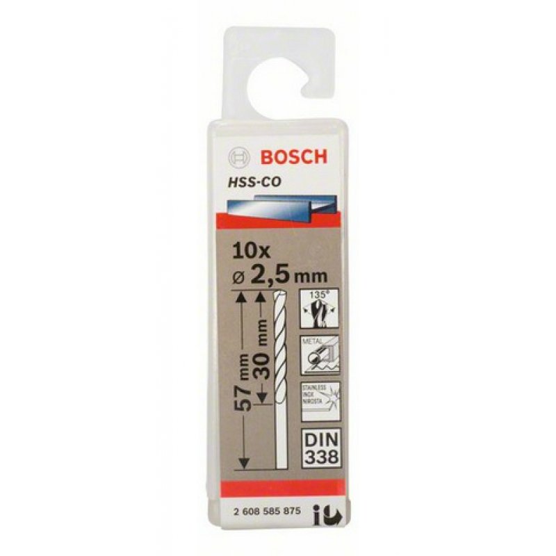 Bosch Forets à métaux rectifiés HSS-Co, DIN 338