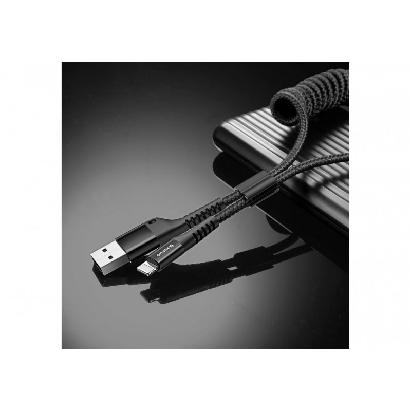 Baseus Lightning Fish eye Spring Data Cable 2A 1m Black (CALSR-01)