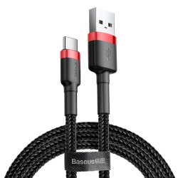 Baseus Type-C Cafule Cable 3A 0.5m Red + Black (CATKLF-A91)
