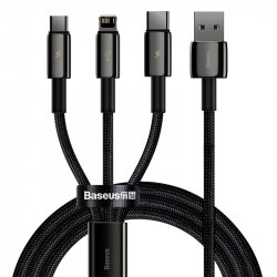 Baseus Tungsten Gold 3-in-1 USB cable 1.5 m USB 2.0 USB A USB C.Micro USB A/Lightning Black