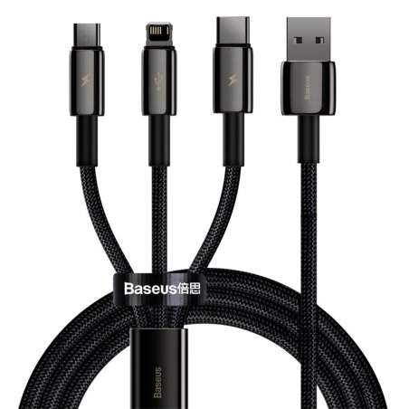 Baseus Tungsten Gold 3-in-1 USB cable 1.5 m USB 2.0 USB A USB C.Micro USB A/Lightning Black