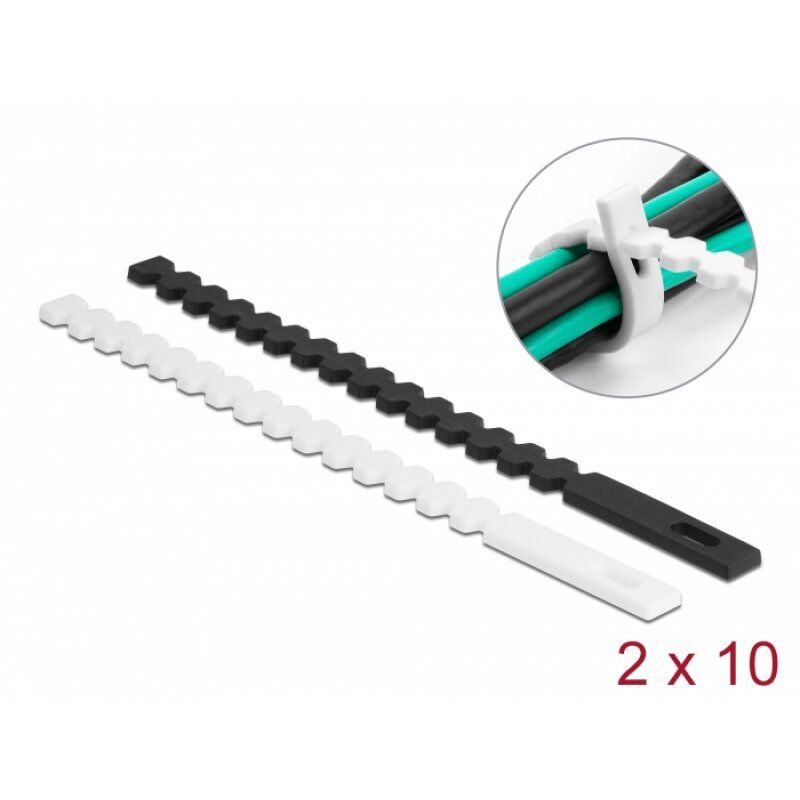 DeLOCK 19002 cable tie Releasable cable tie Thermoplastic elastomer (TPE) Black, White 20 pc(s)