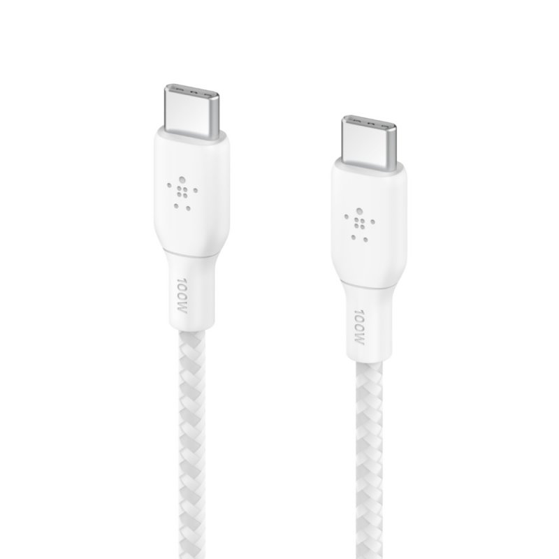 Cable tresse C-C 100W 2M - WhtBlanc