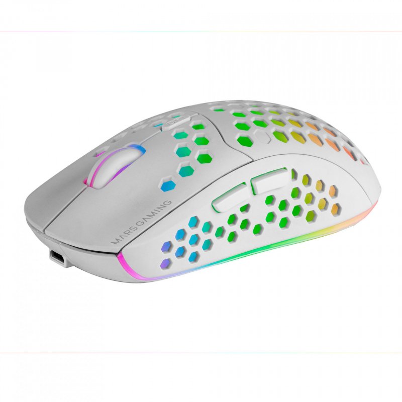 Mars Gaming MMW3W, Wireless Gaming Mouse, RGB Flow, Ultralight 79g, 3200DPI, White