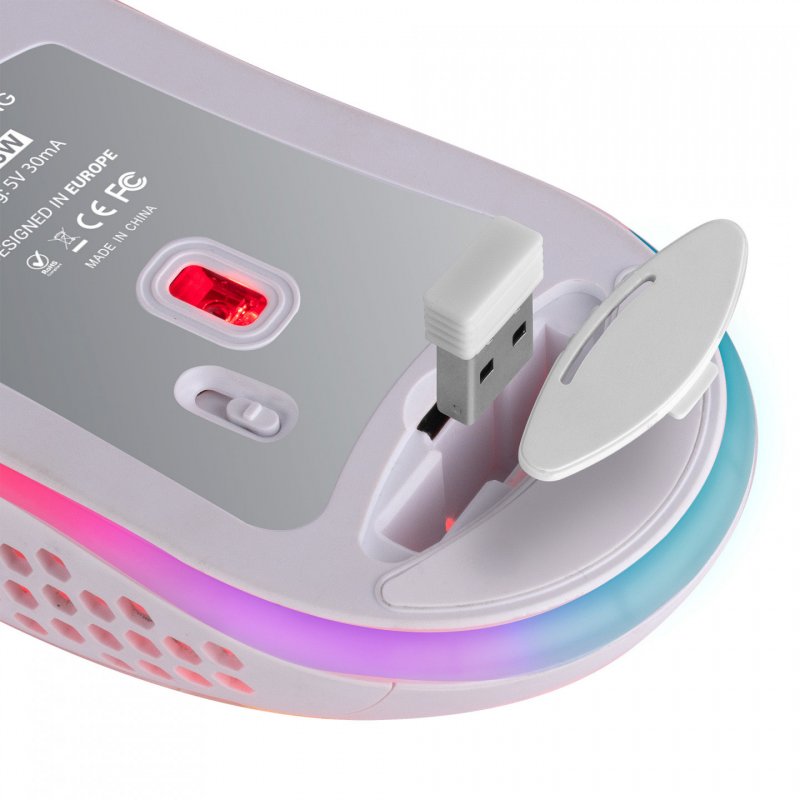 Mars Gaming MMW3W, Wireless Gaming Mouse, RGB Flow, Ultralight 79g, 3200DPI, White