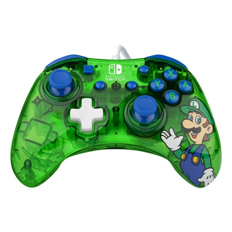 PDP Rock Candy: Luigi Lime Bleu, Vert, Translucide USB Manette de jeu Analogique/Numérique Nintendo Switch, Nintendo Sw