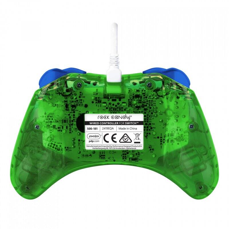 PDP Rock Candy: Luigi Lime Bleu, Vert, Translucide USB Manette de jeu Analogique/Numérique Nintendo Switch, Nintendo Sw