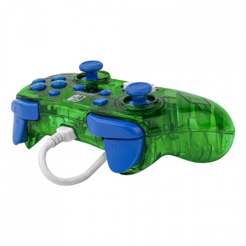 PDP Rock Candy: Luigi Lime Bleu, Vert, Translucide USB Manette de jeu Analogique/Numérique Nintendo Switch, Nintendo Sw
