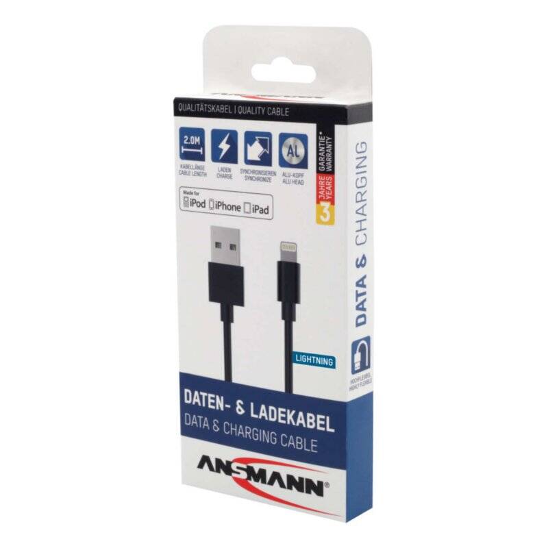 Ansmann 1700-0079 lightning cable 2 m Black