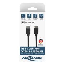Ansmann 1700-0106 mobile phone cable Black 0.12 m USB C Lightning