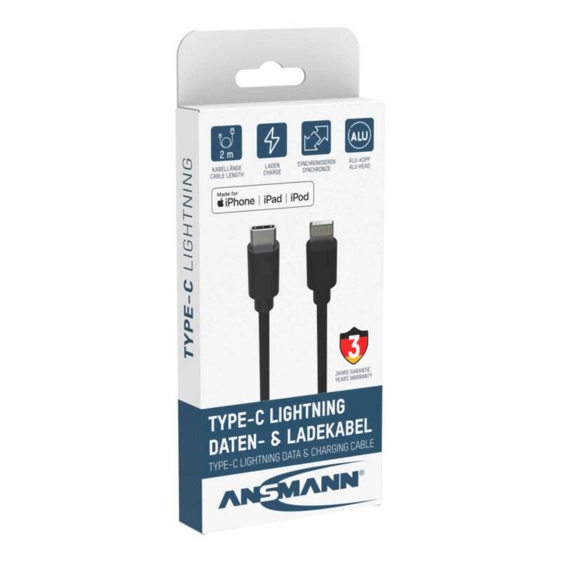 Type C / Lightning USB Daten- und  Ladekabel 200 cm