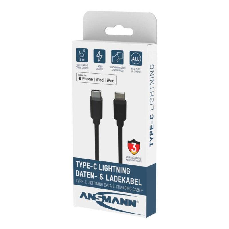 Type C / Lightning USB Daten- und  Ladekabel 200 cm