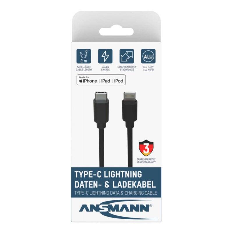 Ansmann 1700-0107 lightning cable 2 m Black